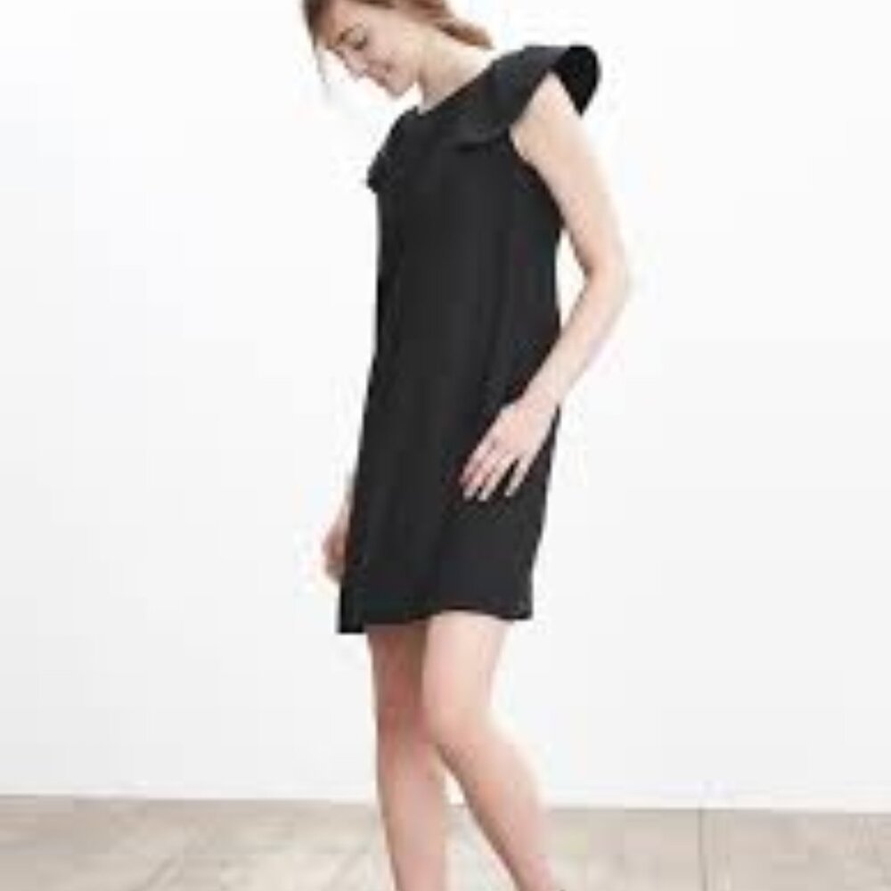 Classic Black Dress BANANA REPUBLIC Flutter Sleeve Shift Dress with pockets